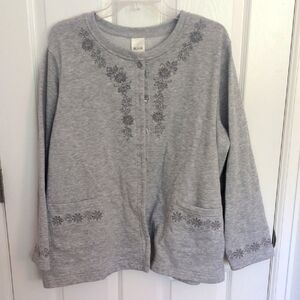 Blair Gray Button Up Sweatshirt Cardigan - P2X